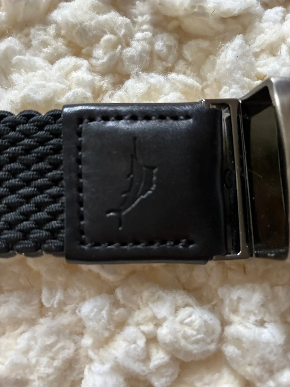 Tommy Bahama Black Woven Stretch Belt with Silver Buckle